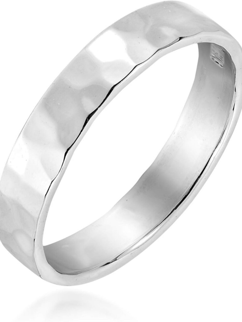 Sterling Silver Hammered Textured Band Ring | 4mm Comfort Fit | Unisex